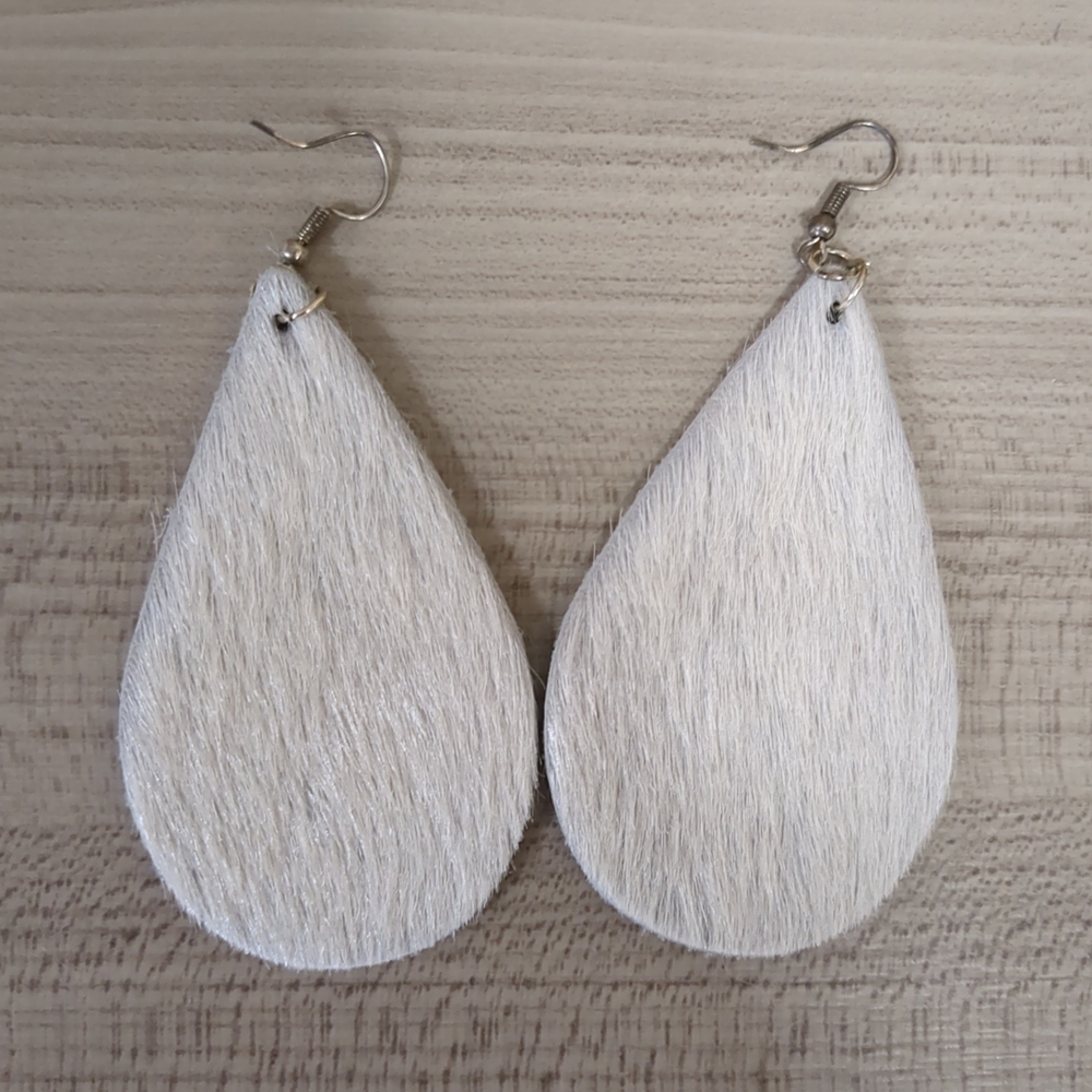 Handmade Western Cowgirl Cow Hide Fur Earrings